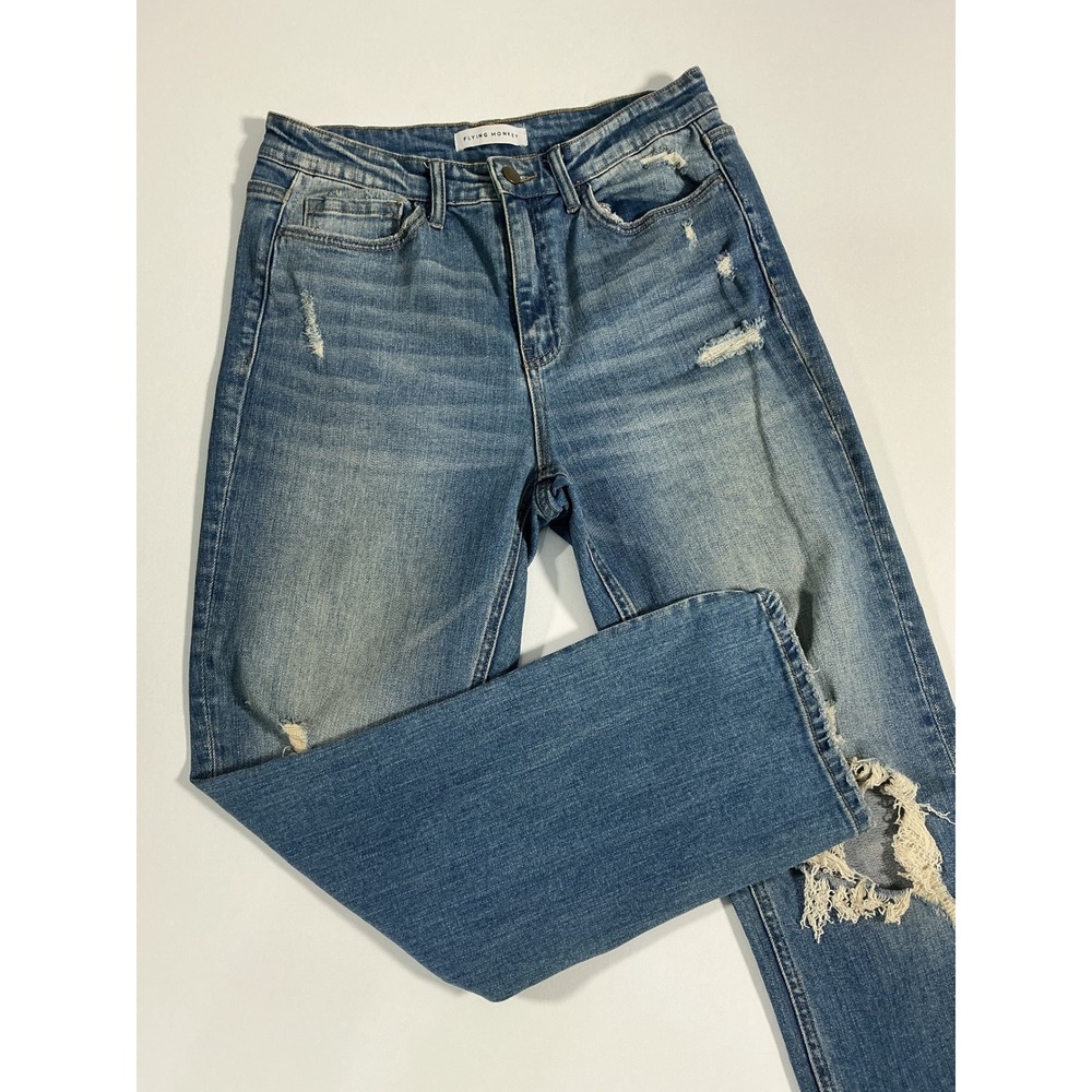 Flying Monkey High Rise Distressed Straight Leg Cropped Jeans Size 29